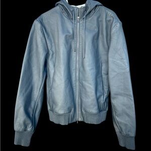 Rag & Bone Men's Hooded Lamb Leather Jacket Sz XL BLACK